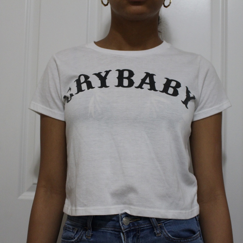 White "Crybaby" Short sleeved t-shirt